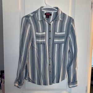 Rock & Roll Cowgirl Blue and White Striped Shirt